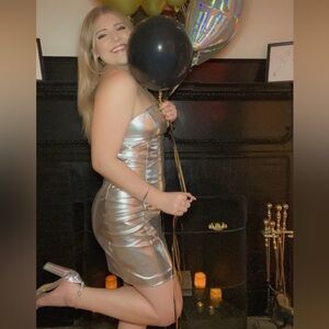 Silver Bodycon Pleather Dress